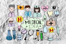 Medical Icon Set Idea On Crumpled Paper