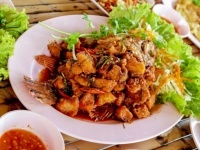 Pesce tailandese infornato alimenti con