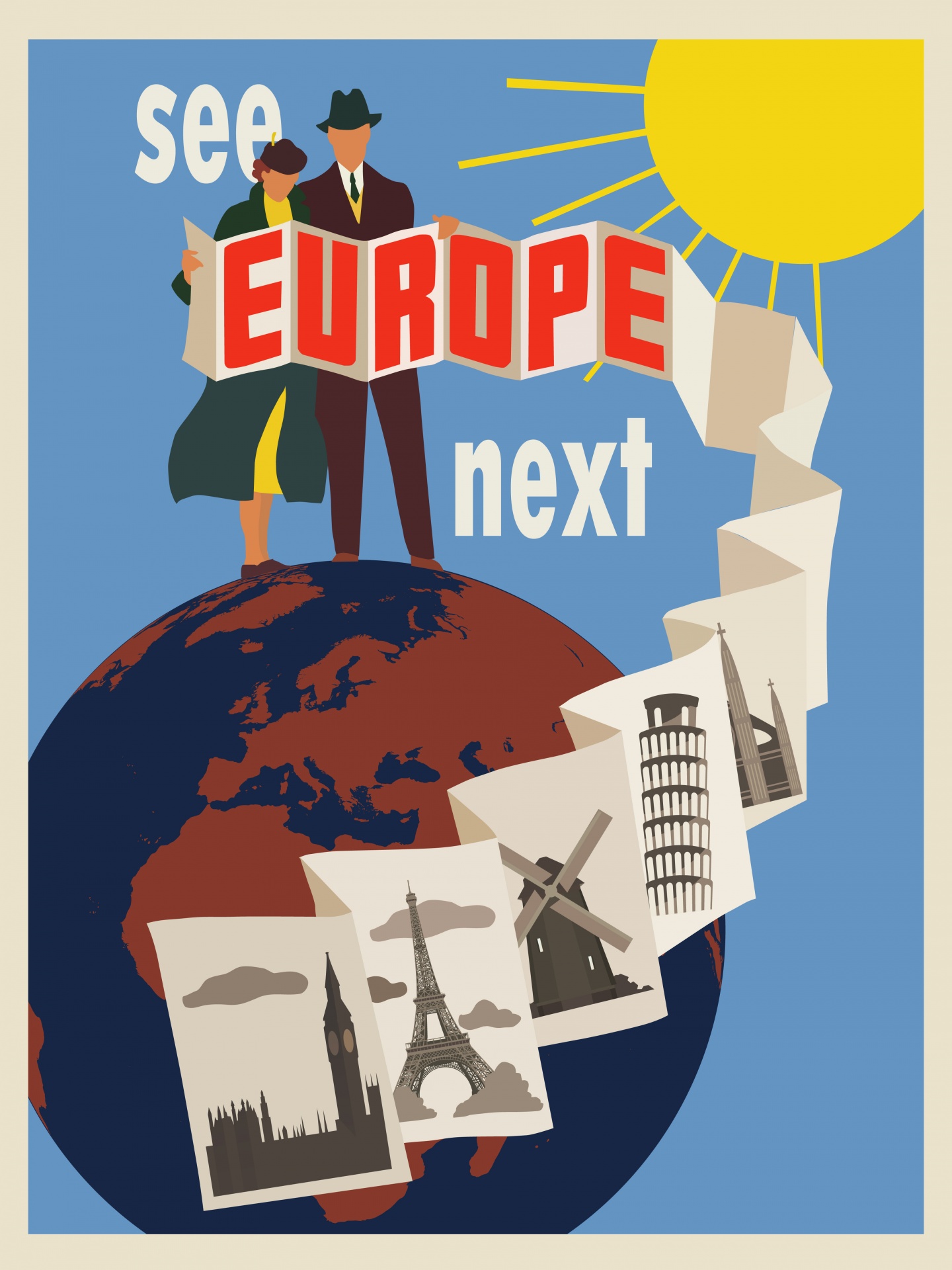 Poster de călătorie în Europa