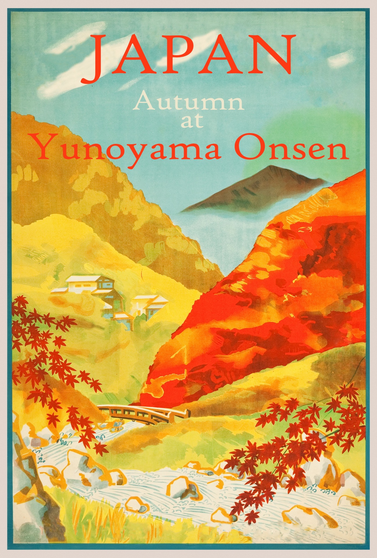 Vintage do poster de viagens de Japão
