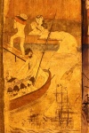 Pintura mural del antiguo templo budista