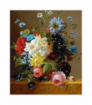 Wazon z kwiatami malowany w stylu vintag