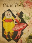 Carte postale florale vintage de clown
