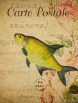 Carte poștală florală de pește vintage