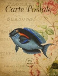 Cartão floral do vintage dos peixes