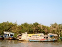 Wioska pływająca Tonle sap lake. Cambodi