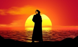 Islam kvinna kvinnlig eid solnedgång