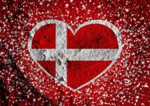 Love Denmark Flag Sign Heart Symbol