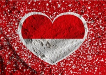 Amor Indonesia bandera signo corazón sím