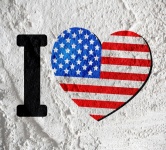 Love USA American flag sign heart symbol