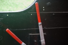Red Painted Levers In Train Cab