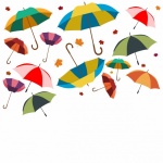 Paraplyer och blad färgglada