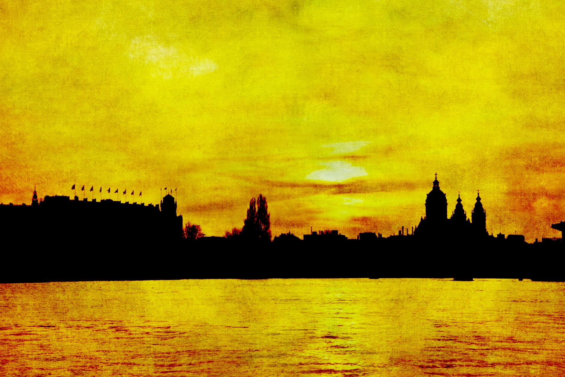 Amsterdam City Silhouette Sunset