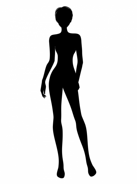 Public Domain Clip Art Image, Female body silhouette - front