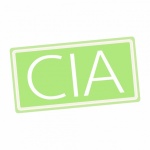 Cia white stamp text on green