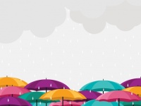 Guarda-chuvas coloridos na chuva
