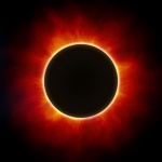 Solnedgång för Corona solförmörkelse