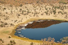 Brzeg jeziora solno-mineralnego