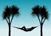 Hangmat tussen palmbomen