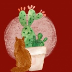 Cat and cactus illustration