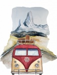 Poster de viagens vintage ônibus VW