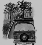 Vintage VW bus travel poster