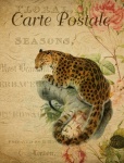Leopard Vintage virágos képeslap