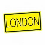 London black stamp text on yellow