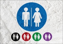 Ícone de banheiro e pictograma Homem Mul