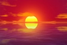 Sun red sunset sea