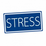 Stress White Stamp Text On Blue