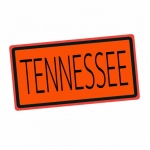 Tennessee Black Stamp Text On Orange