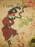 Cartolina floreale donna vintage