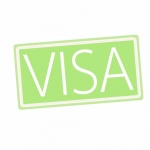 Text de timbru alb VISA pe verde
