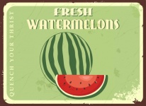 Watermelons Vintage Poster Sign