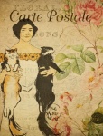 Woman Cats Vintage Postcard