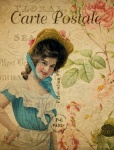 Женщина винтажная цветочная открытка
