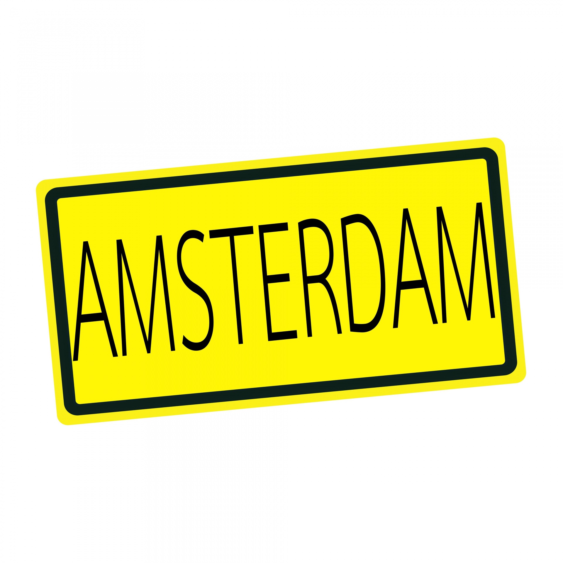 Amsterdam Black Stamp Text On Yellow