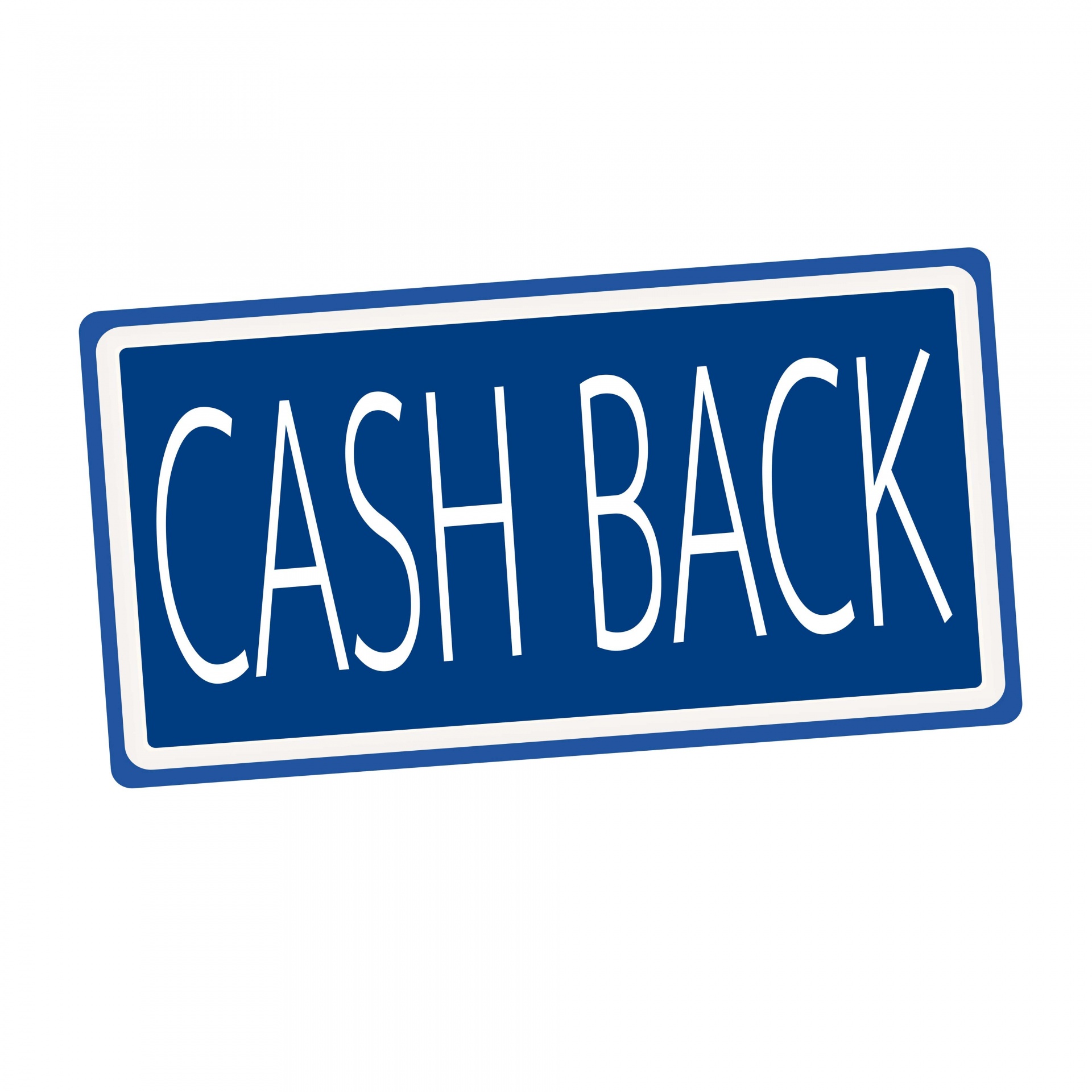Cash back witte stempel tekst op blauw
