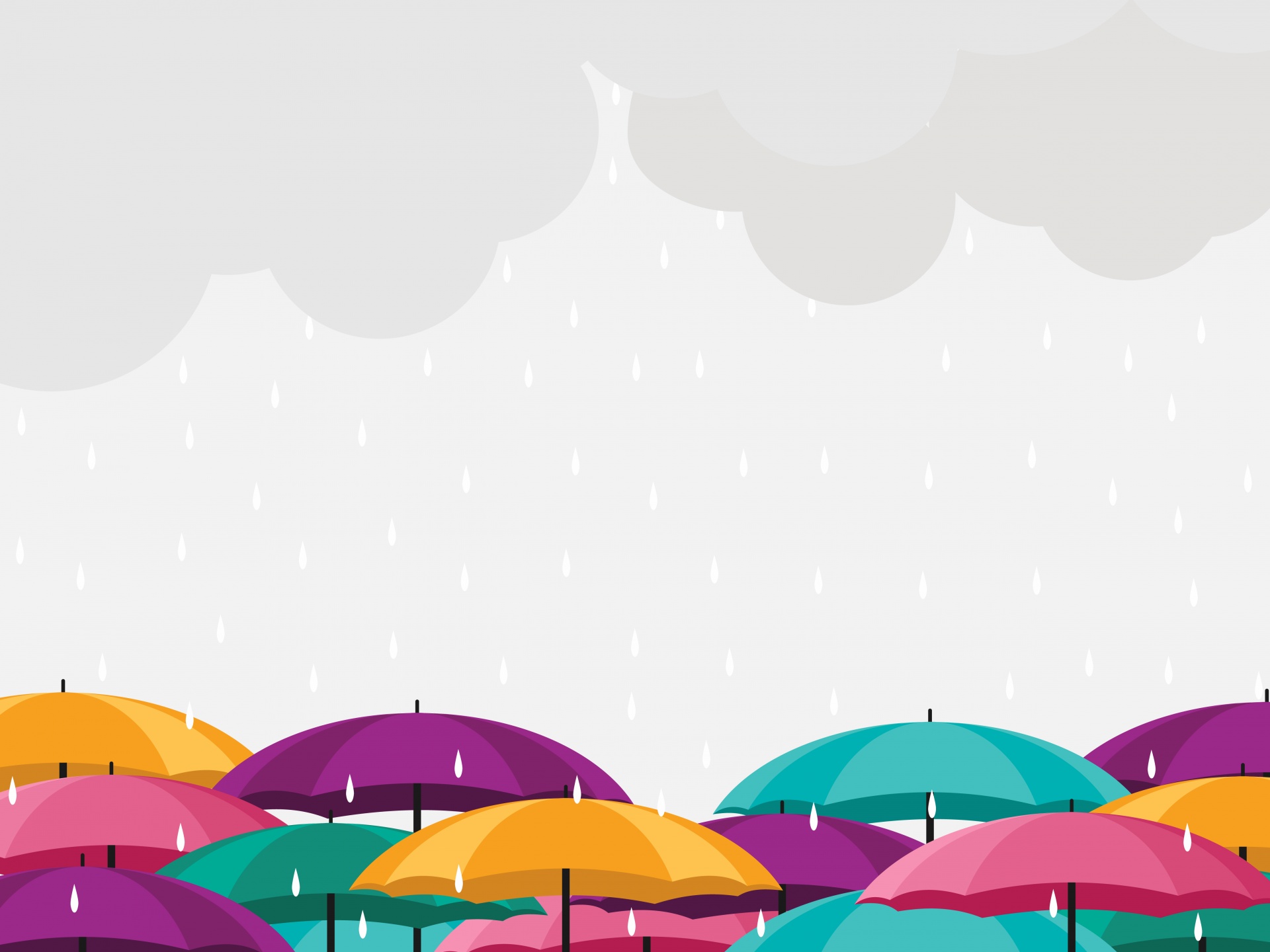 Kleurrijke paraplu's in regen