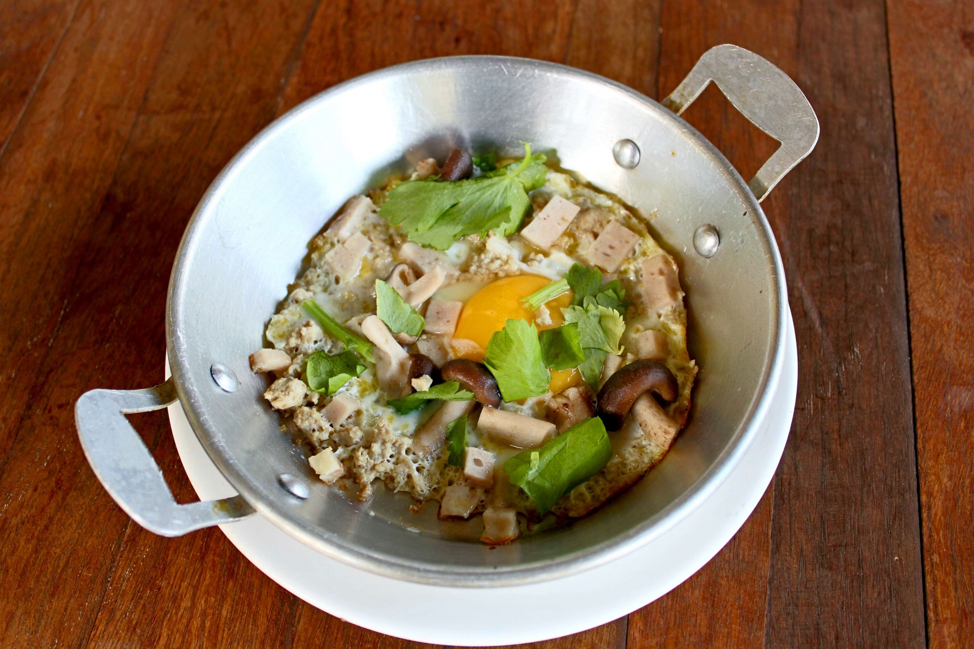 Fried Egg in Pan Thais voedsel