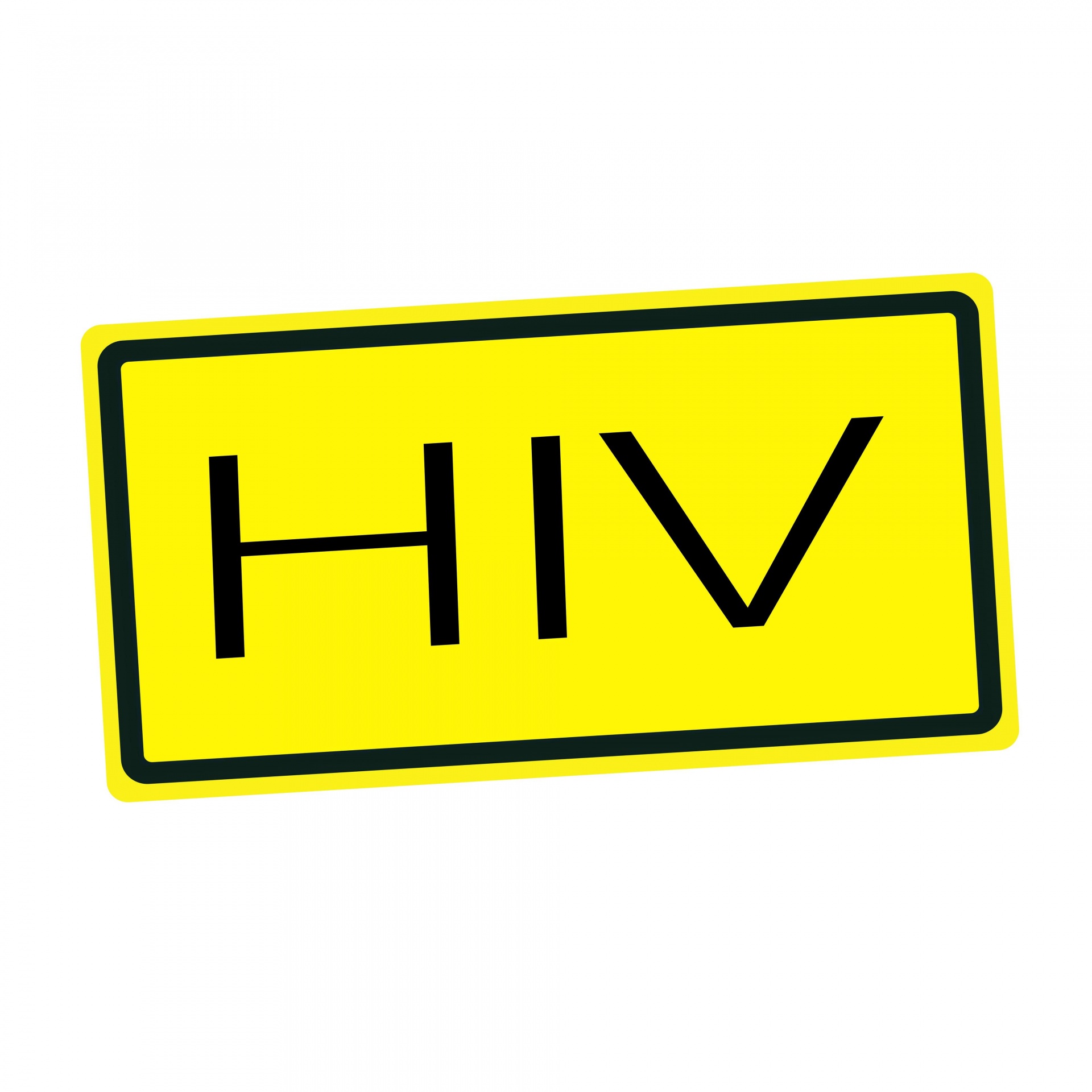 HIV zwarte stempel tekst op geel