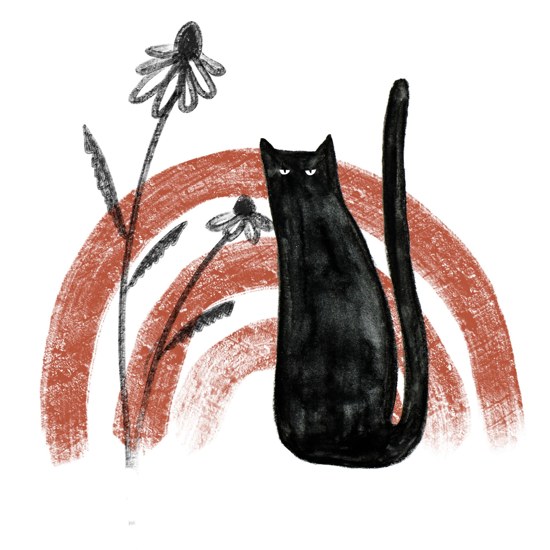 Zwarte kat abstracte kunst