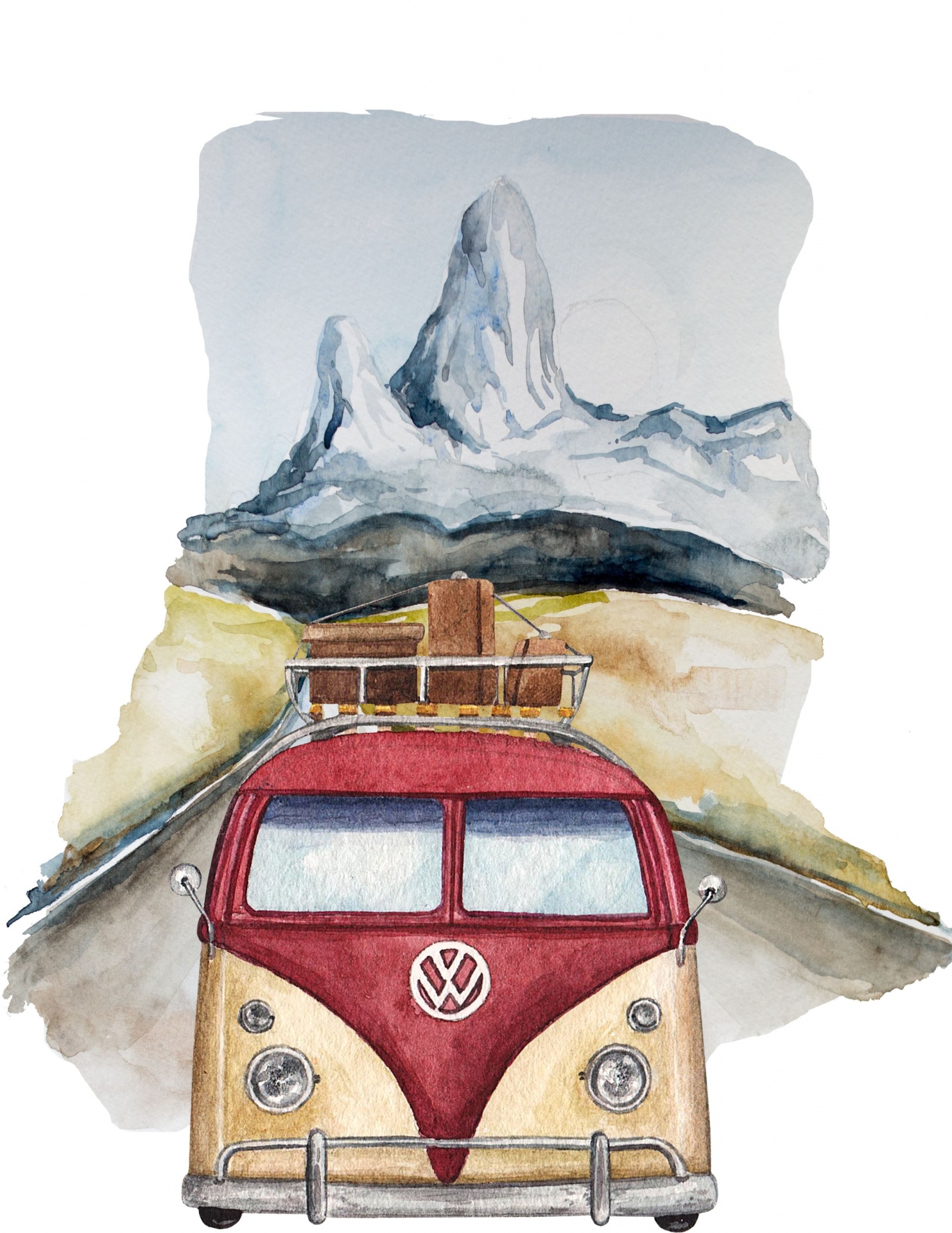 Vintage VW Bus Travel Poster