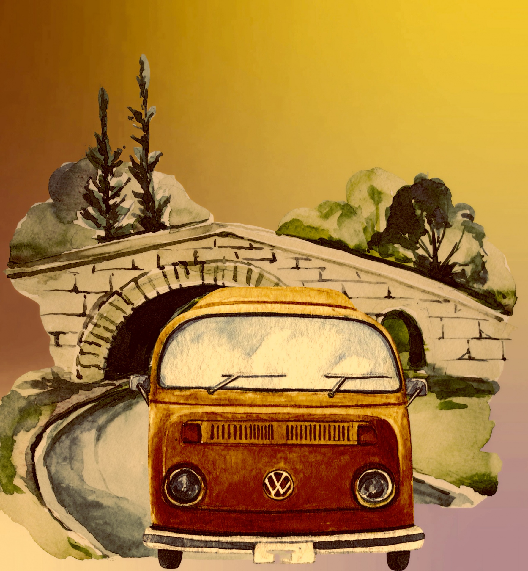 Vintage VW Bus reisposter