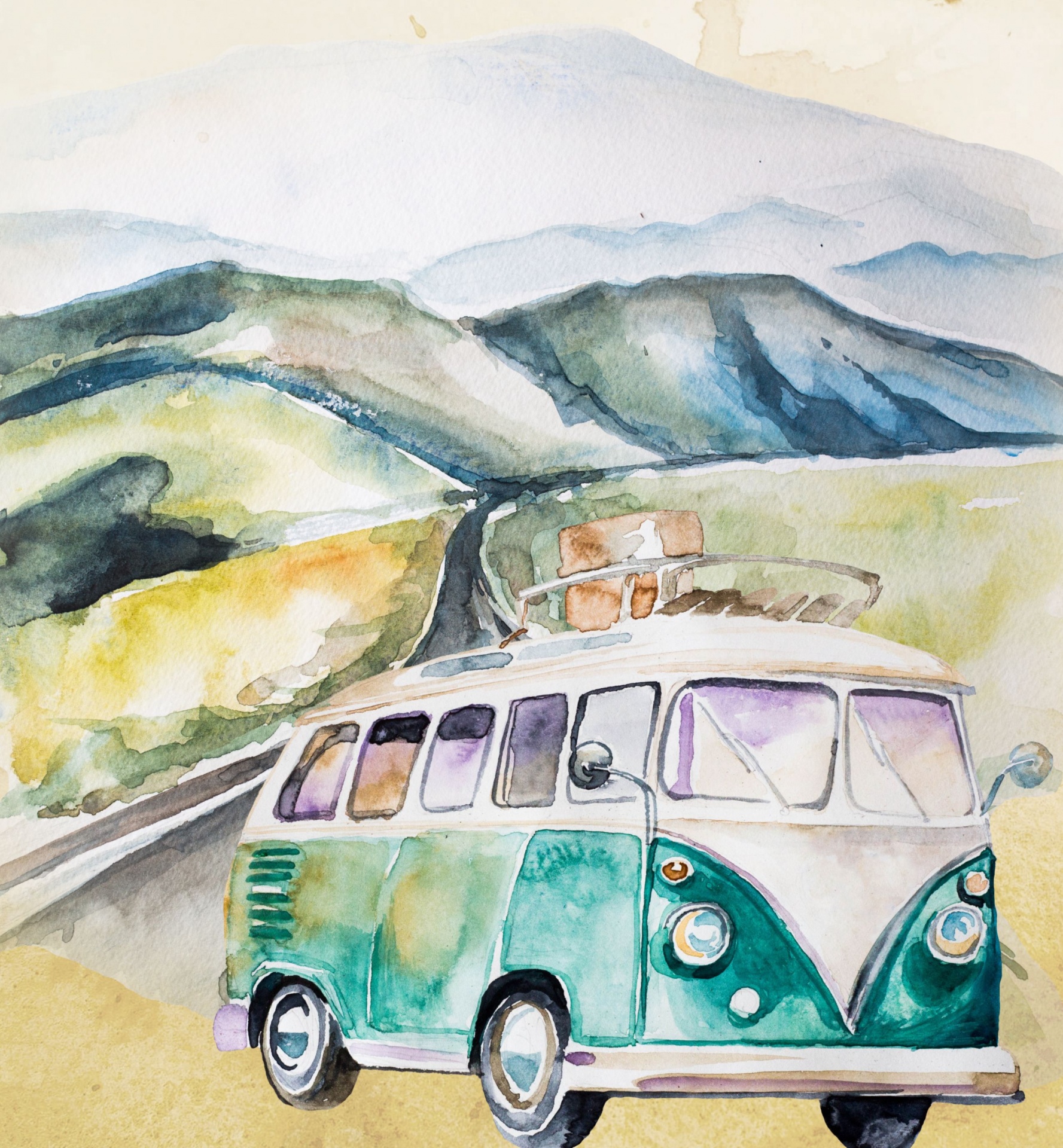 Cartel de viaje vintage VW Bus999999