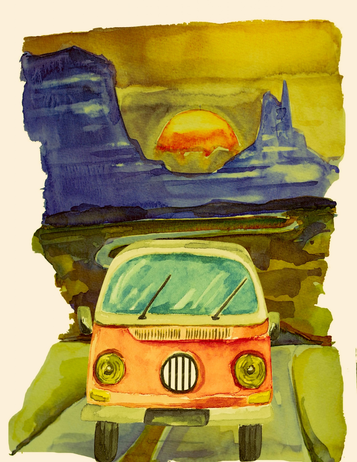 Vintage VW Bus reisposter