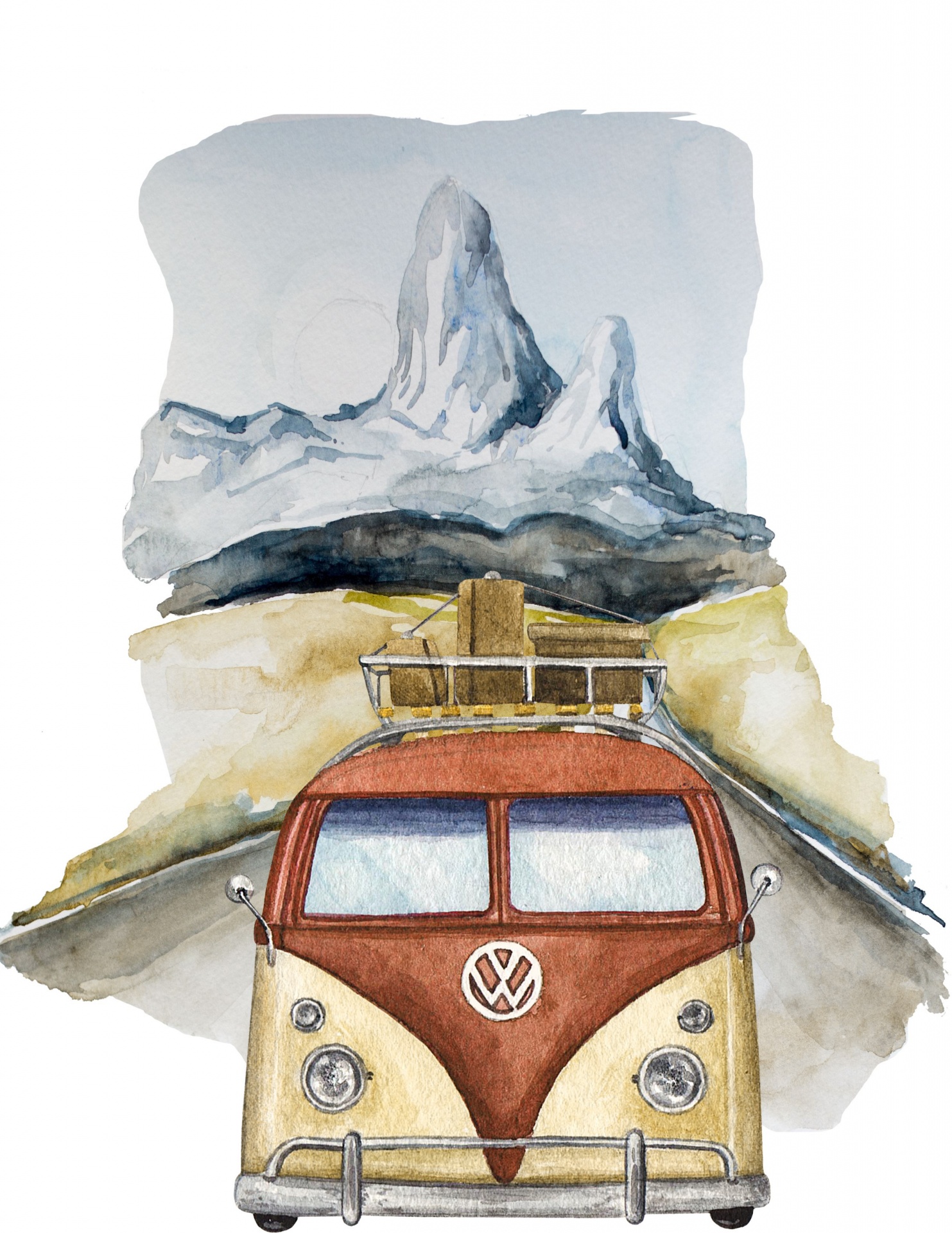 Affiche de voyage en bus VW vintage