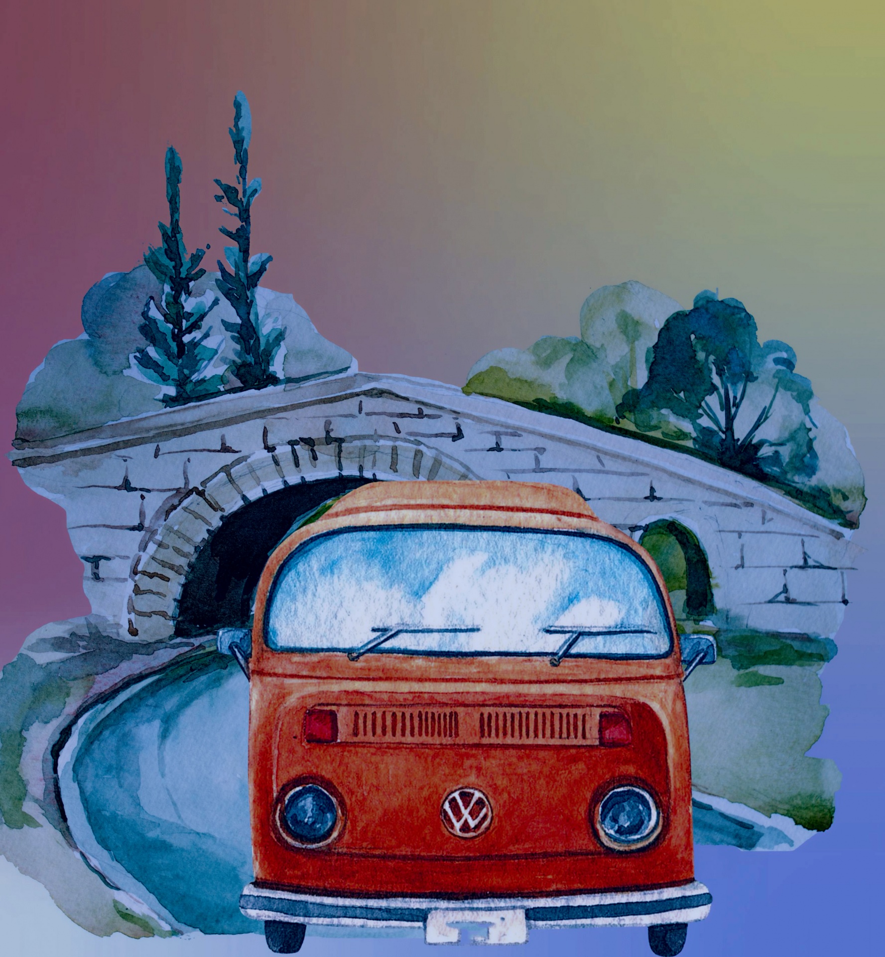 Vintage VW bus reisposter
