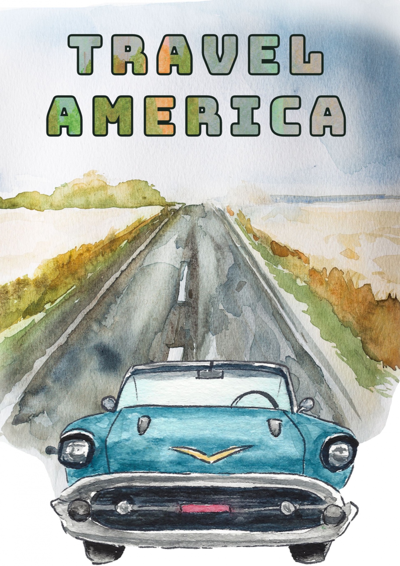 Cartel de viaje de América con Chevy